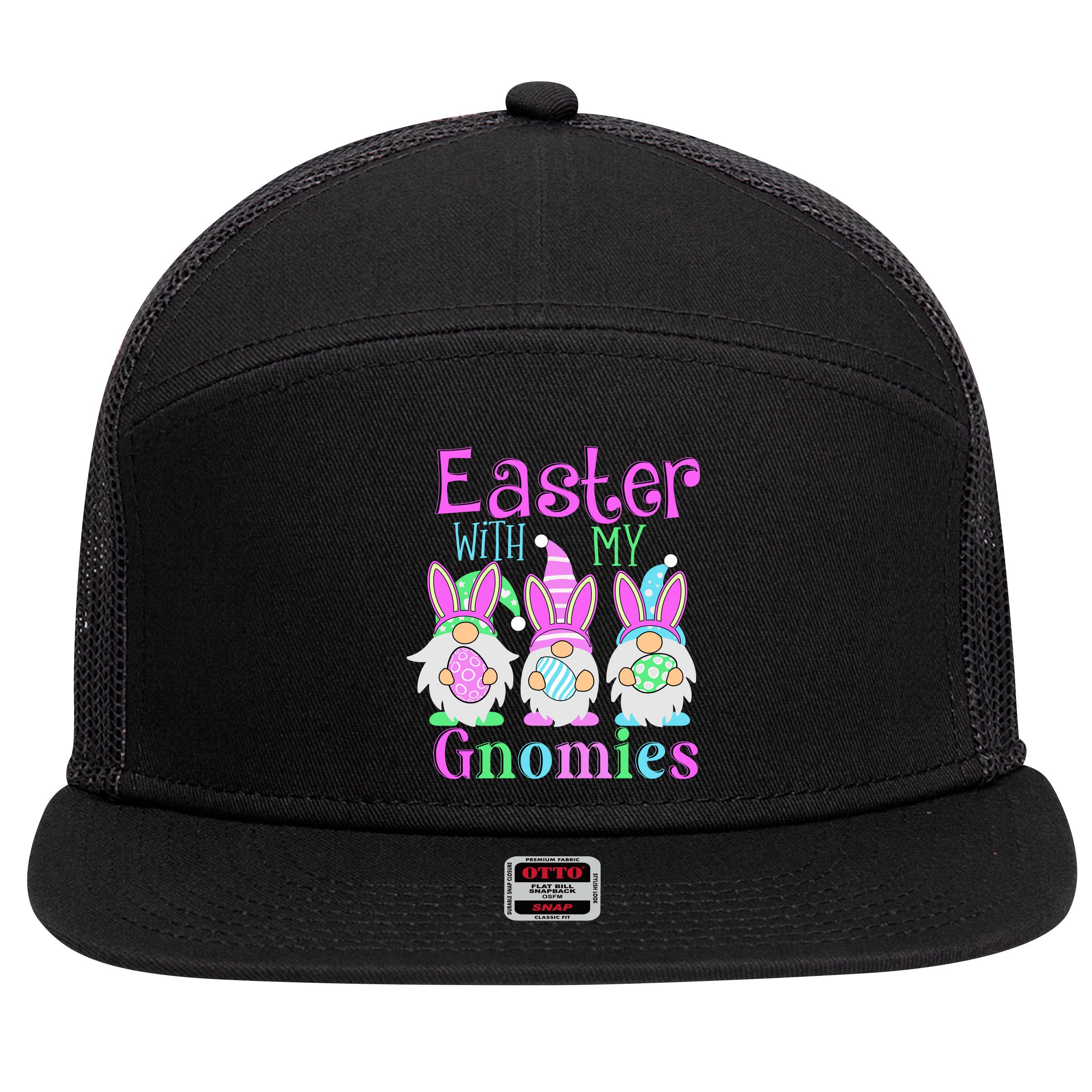Easter With My Gnomies 7 Panel Mesh Trucker Snapback Hat
