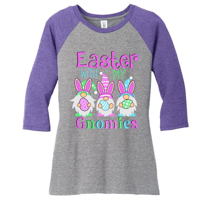 Easter With My Gnomies Women's Tri-Blend 3/4-Sleeve Raglan Shirt