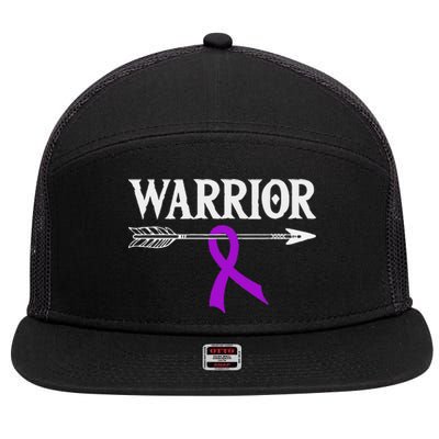 Epilepsy Warrior Purple Arrow Ribbon 7 Panel Mesh Trucker Snapback Hat