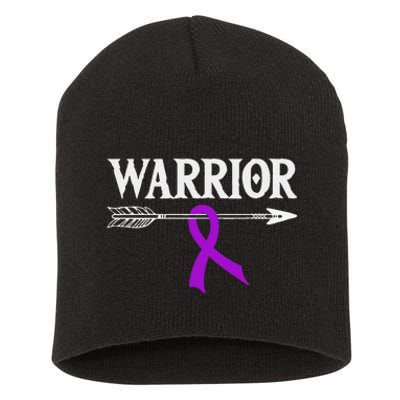 Epilepsy Warrior Purple Arrow Ribbon Short Acrylic Beanie