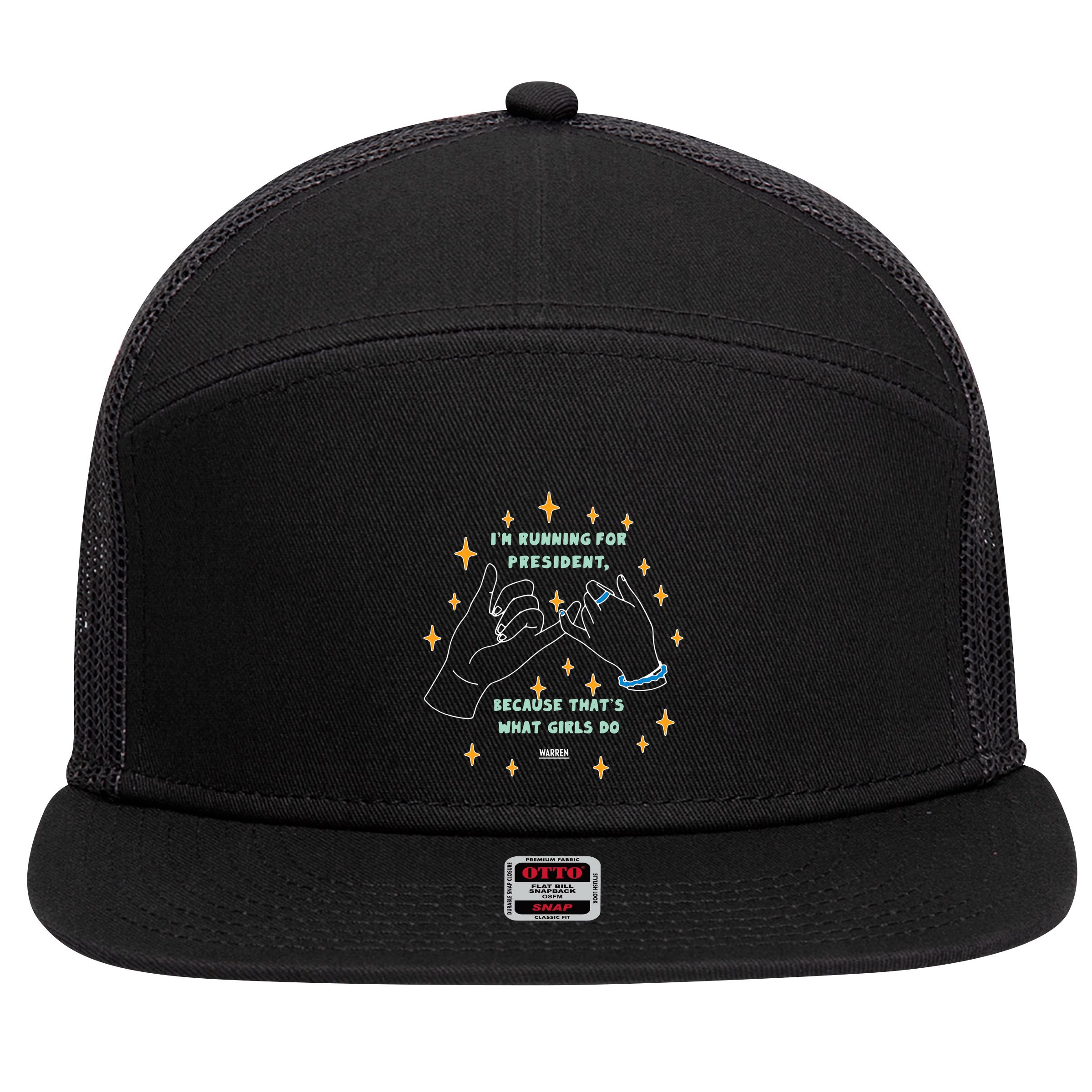 Elizabeth Warren Pinky Promise 7 Panel Mesh Trucker Snapback Hat