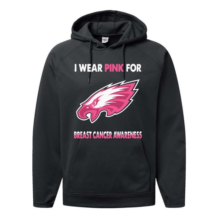 EaglesI Wear Pink For Breast Cancer Awareness Performance Fleece Hoodie