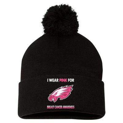 EaglesI Wear Pink For Breast Cancer Awareness Pom Pom 12in Knit Beanie