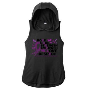 Epilepsy Warrior Purple Ribbon Butterfly Ladies PosiCharge Tri-Blend Wicking Draft Hoodie Tank