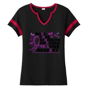 Epilepsy Warrior Purple Ribbon Butterfly Ladies Halftime Notch Neck Tee