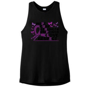 Epilepsy Warrior Purple Ribbon Butterfly Ladies PosiCharge Tri-Blend Wicking Tank