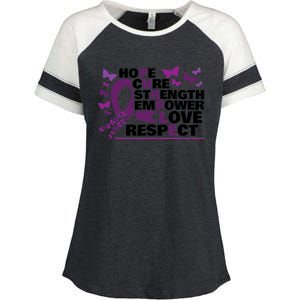 Epilepsy Warrior Purple Ribbon Butterfly Enza Ladies Jersey Colorblock Tee