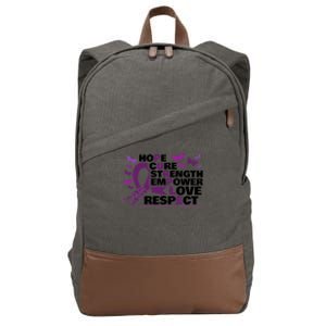 Epilepsy Warrior Purple Ribbon Butterfly Cotton Canvas Backpack