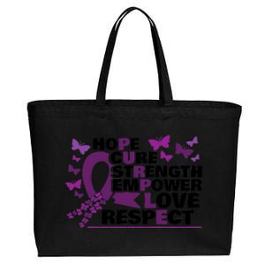 Epilepsy Warrior Purple Ribbon Butterfly Cotton Canvas Jumbo Tote