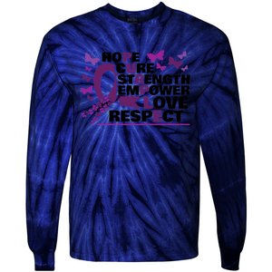 Epilepsy Warrior Purple Ribbon Butterfly Tie-Dye Long Sleeve Shirt