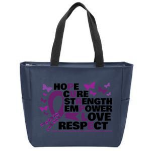 Epilepsy Warrior Purple Ribbon Butterfly Zip Tote Bag