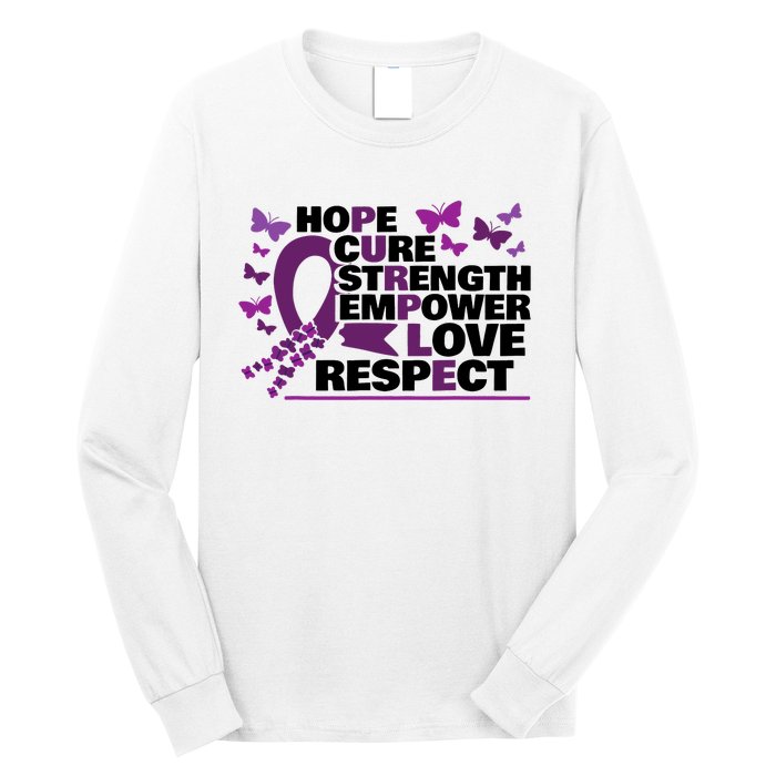 Epilepsy Warrior Purple Ribbon Butterfly Long Sleeve Shirt