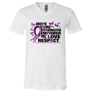 Epilepsy Warrior Purple Ribbon Butterfly V-Neck T-Shirt