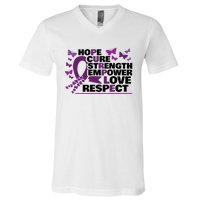 Epilepsy Warrior Purple Ribbon Butterfly V-Neck T-Shirt