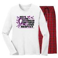 Epilepsy Warrior Purple Ribbon Butterfly Women's Long Sleeve Flannel Pajama Set 