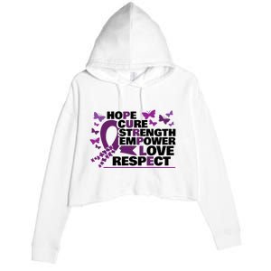 Epilepsy Warrior Purple Ribbon Butterfly Crop Fleece Hoodie