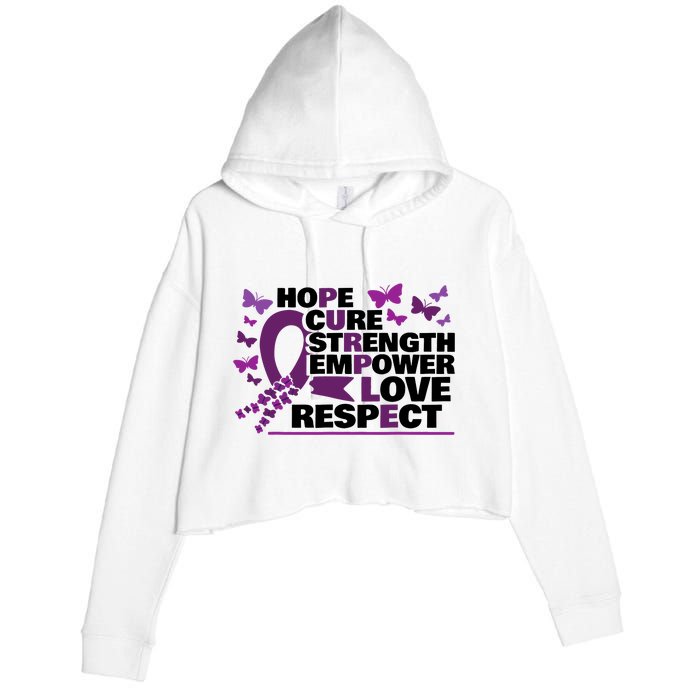 Epilepsy Warrior Purple Ribbon Butterfly Crop Fleece Hoodie