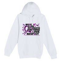 Epilepsy Warrior Purple Ribbon Butterfly Premium Pullover Hoodie