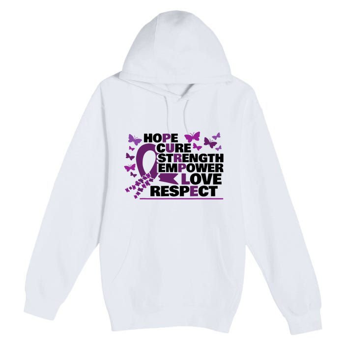 Epilepsy Warrior Purple Ribbon Butterfly Premium Pullover Hoodie