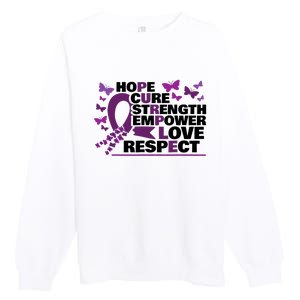 Epilepsy Warrior Purple Ribbon Butterfly Premium Crewneck Sweatshirt