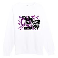 Epilepsy Warrior Purple Ribbon Butterfly Premium Crewneck Sweatshirt