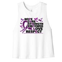 Epilepsy Warrior Purple Ribbon Butterfly Women's Racerback Cropped Tank