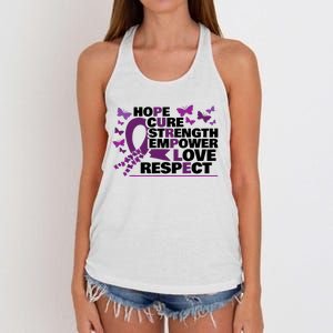 Epilepsy Warrior Purple Ribbon Butterfly Women's Knotted Racerback Tank