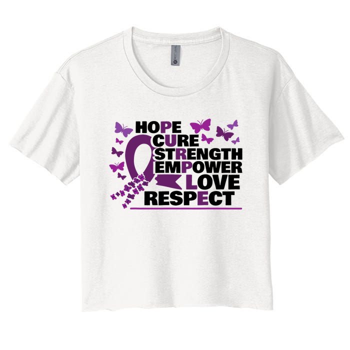 Epilepsy Warrior Purple Ribbon Butterfly Women's Crop Top Tee