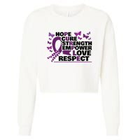 Epilepsy Warrior Purple Ribbon Butterfly Cropped Pullover Crew