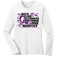 Epilepsy Warrior Purple Ribbon Butterfly Ladies Long Sleeve Shirt