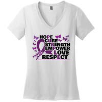 Epilepsy Warrior Purple Ribbon Butterfly Women's V-Neck T-Shirt