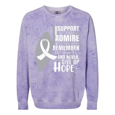 Empowering White Ribbon Support for Lung Cancer Fighters Colorblast Crewneck Sweatshirt