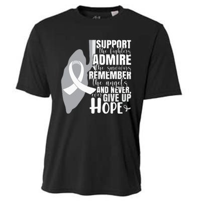 Empowering White Ribbon Support for Lung Cancer Fighters Cooling Performance Crew T-Shirt