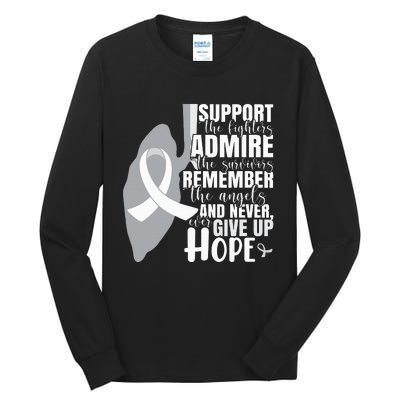 Empowering White Ribbon Support for Lung Cancer Fighters Tall Long Sleeve T-Shirt