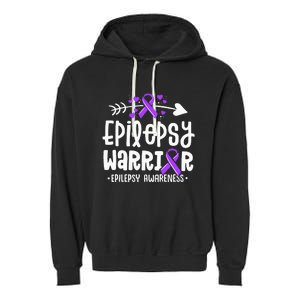 Epilepsy Warrior Ribbon Purple Epilepsy Awareness Support Garment-Dyed Fleece Hoodie