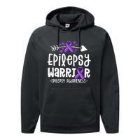 Epilepsy Warrior Ribbon Purple Epilepsy Awareness Support Performance Fleece Hoodie