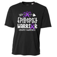 Epilepsy Warrior Ribbon Purple Epilepsy Awareness Support Cooling Performance Crew T-Shirt