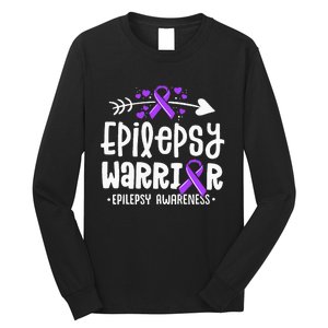 Epilepsy Warrior Ribbon Purple Epilepsy Awareness Support Long Sleeve Shirt