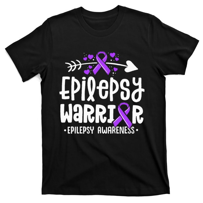 Epilepsy Warrior Ribbon Purple Epilepsy Awareness Support T-Shirt