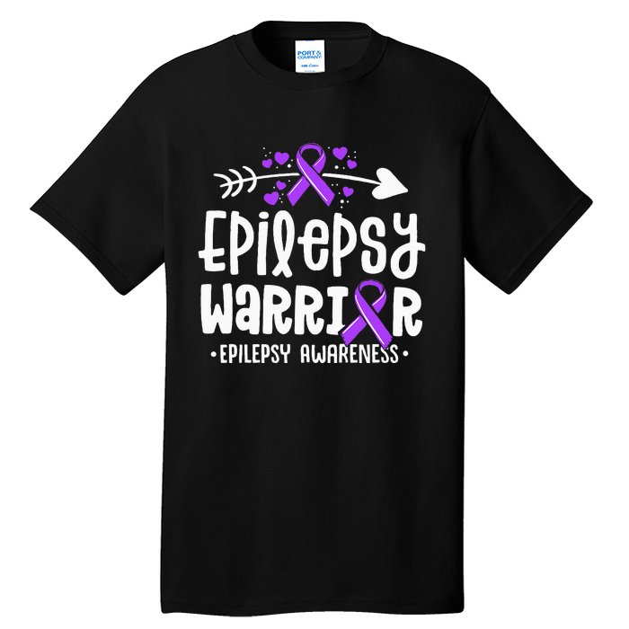 Epilepsy Warrior Ribbon Purple Epilepsy Awareness Support Tall T-Shirt