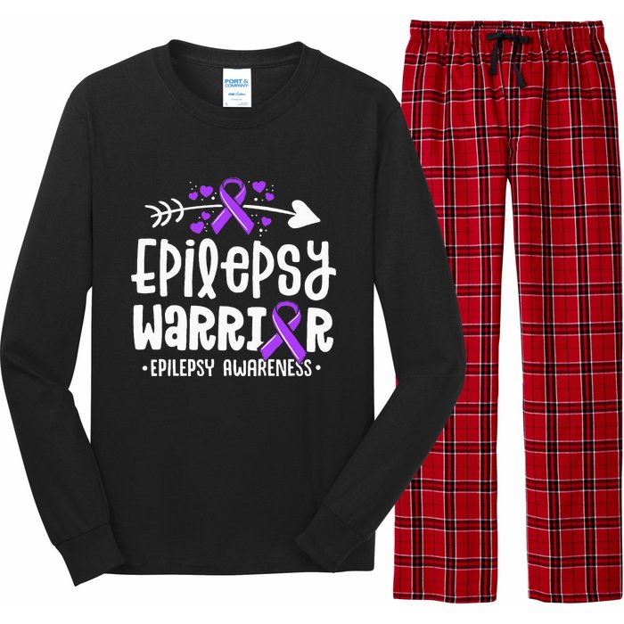 Epilepsy Warrior Ribbon Purple Epilepsy Awareness Support Long Sleeve Pajama Set