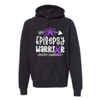 Epilepsy Warrior Ribbon Purple Epilepsy Awareness Support Premium Hoodie