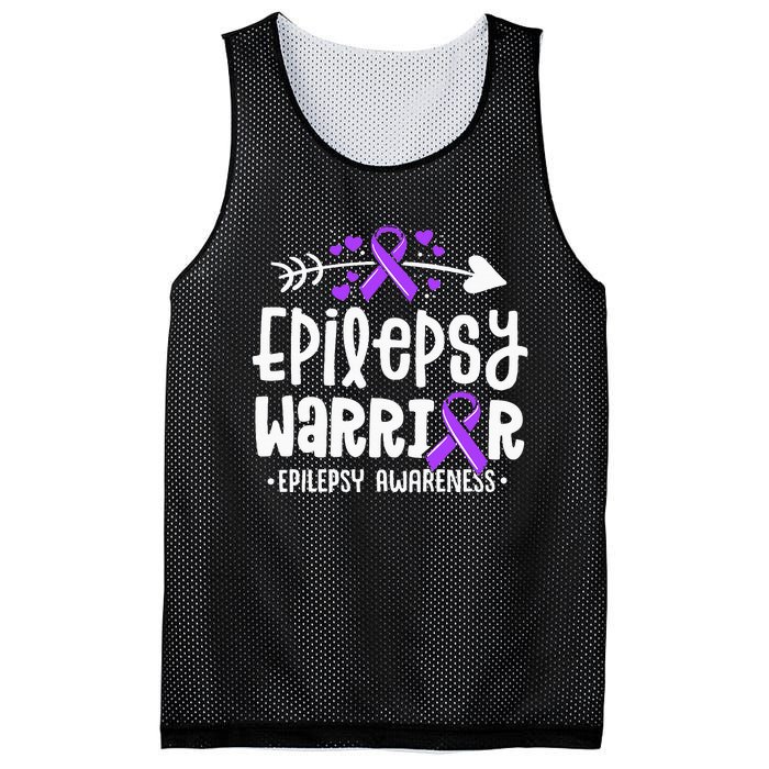 Epilepsy Warrior Ribbon Purple Epilepsy Awareness Support Mesh Reversible Basketball Jersey Tank