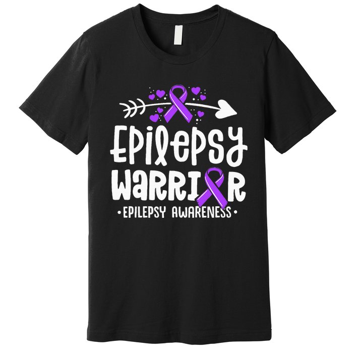 Epilepsy Warrior Ribbon Purple Epilepsy Awareness Support Premium T-Shirt