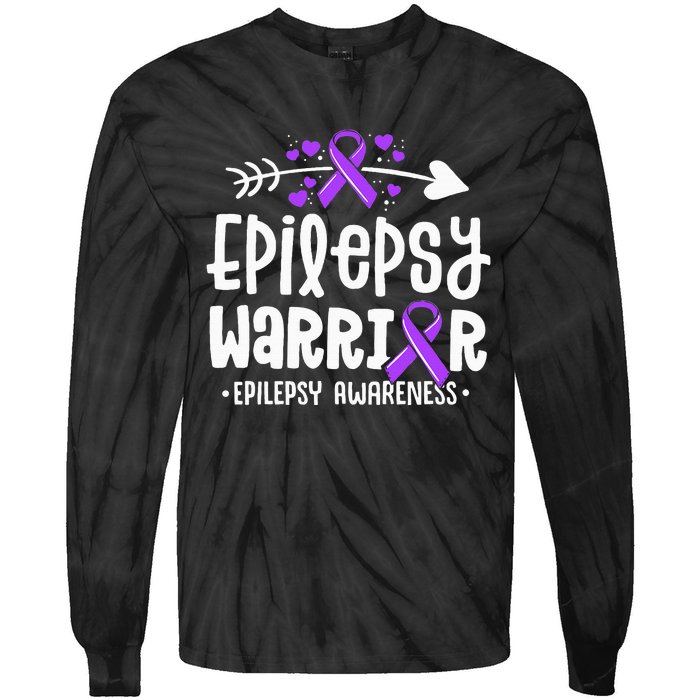 Epilepsy Warrior Ribbon Purple Epilepsy Awareness Support Tie-Dye Long Sleeve Shirt