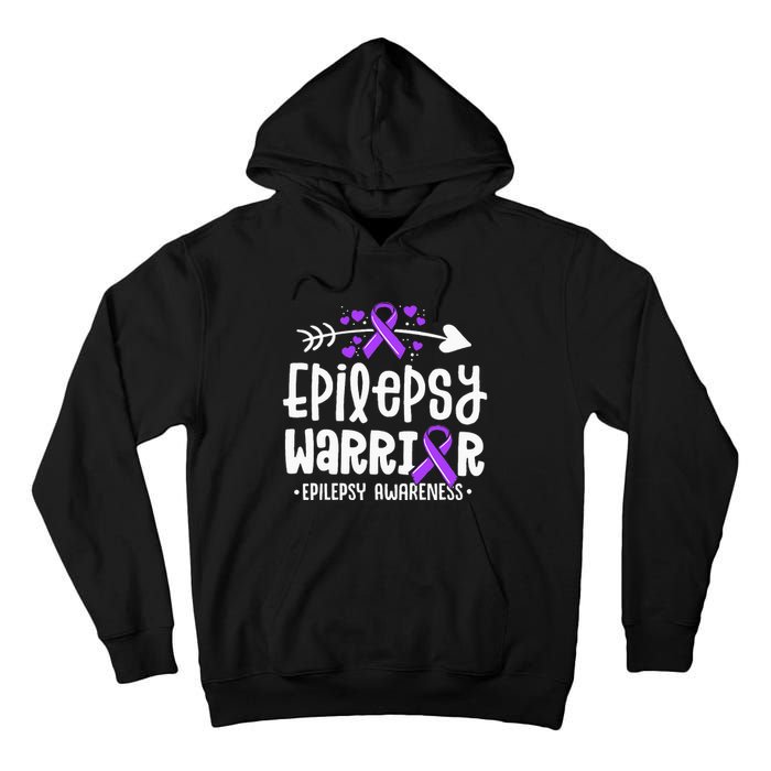 Epilepsy Warrior Ribbon Purple Epilepsy Awareness Support Tall Hoodie