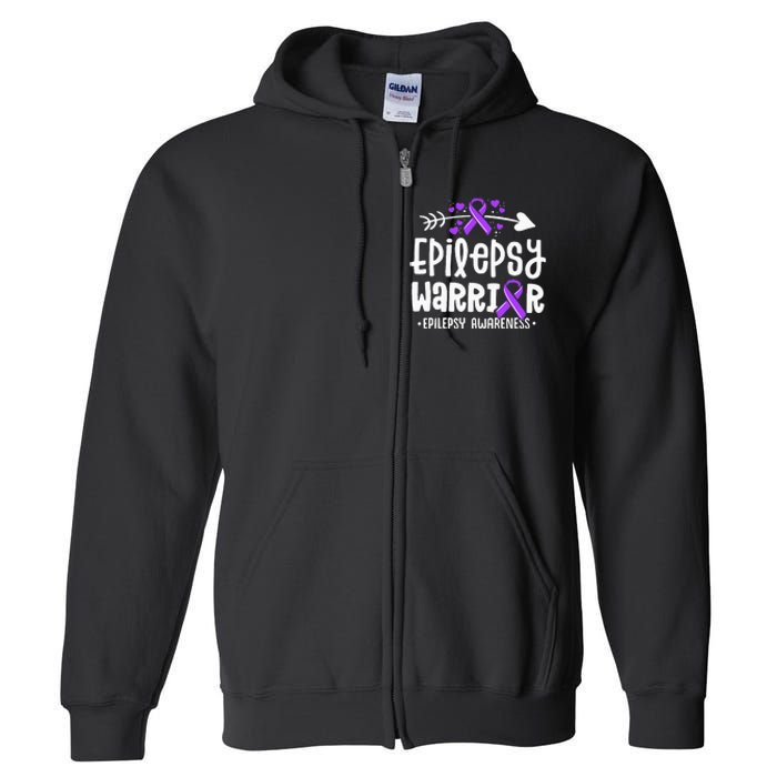 Epilepsy Warrior Ribbon Purple Epilepsy Awareness Support Full Zip Hoodie