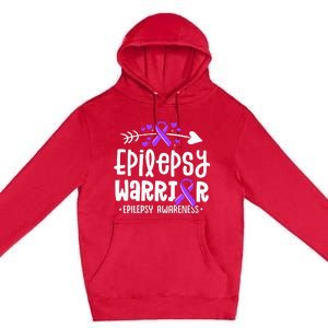 Epilepsy Warrior Ribbon Purple Epilepsy Awareness Support Premium Pullover Hoodie