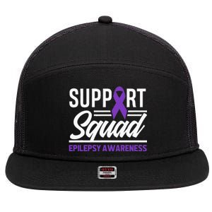 Epilepsy Warrior Support Squad Support Epilepsy Awareness 7 Panel Mesh Trucker Snapback Hat