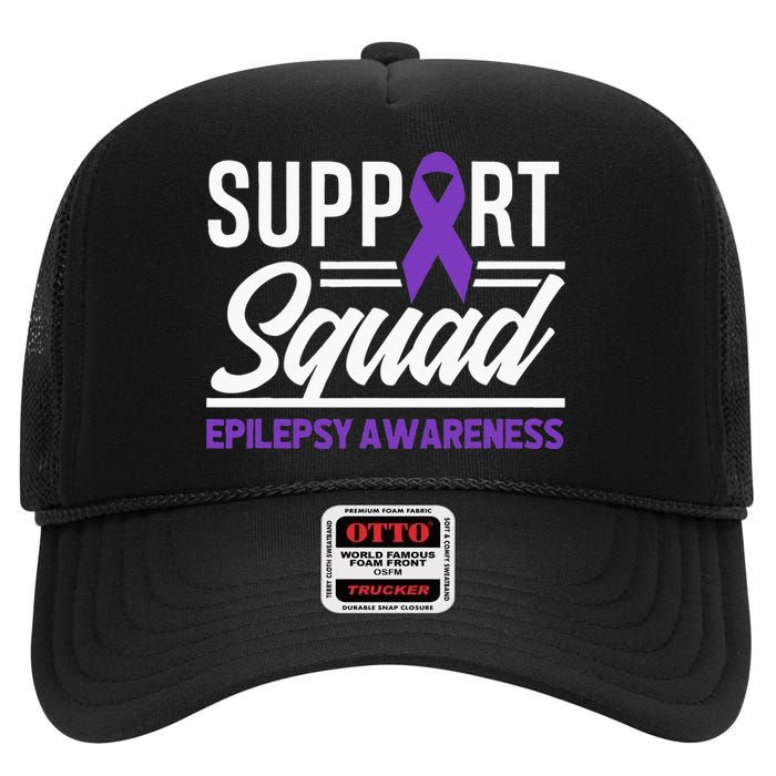 Epilepsy Warrior Support Squad Support Epilepsy Awareness High Crown Mesh Back Trucker Hat